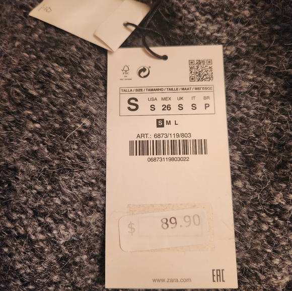 Zara Knit Gray Marled Duster Sweater Coat Size Small - Picture 4 of 5